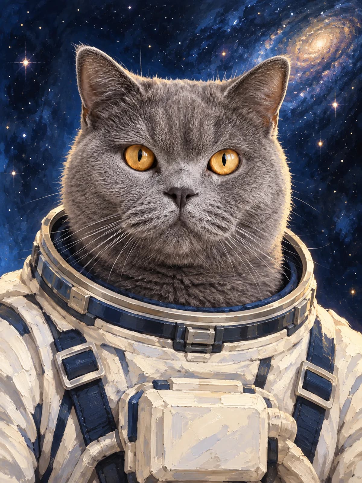 Astronauta — Un pequeño explorador con un traje espacial reluciente, flotando entre las estrellas.